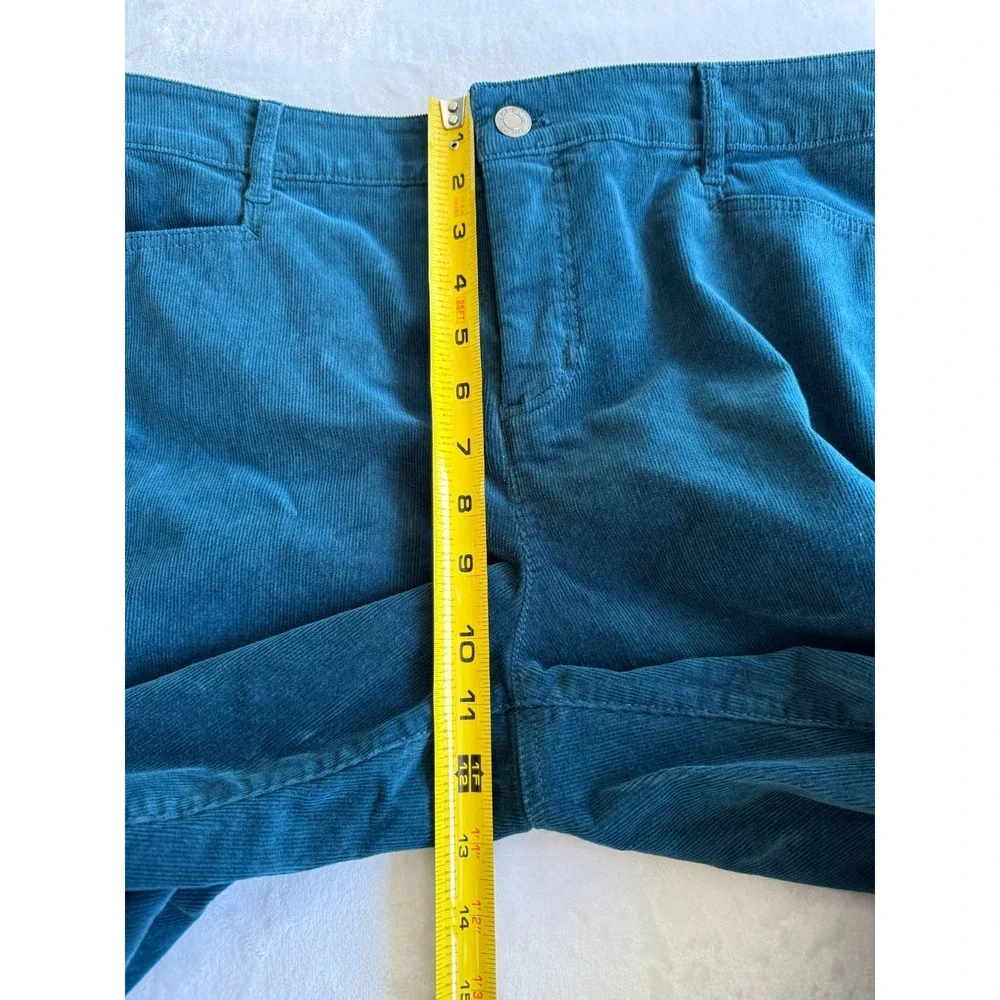 Talbots Corduroy Pants Womens Sz 16P Green High Waist Straight Leg Dark Academic